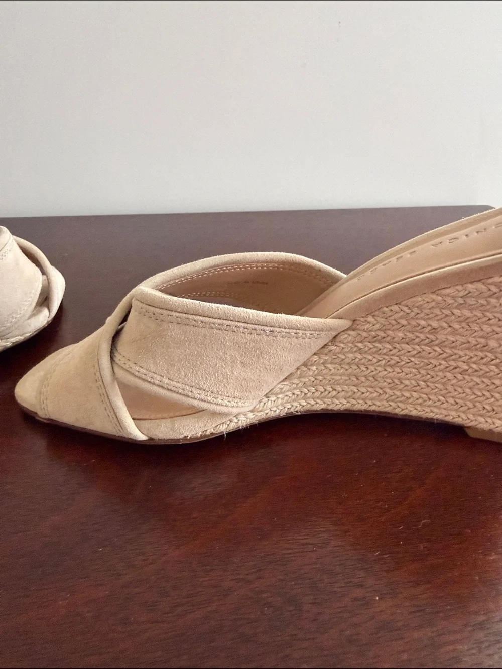 Veronica Beard Cream Suede Crisscross Slide Mules